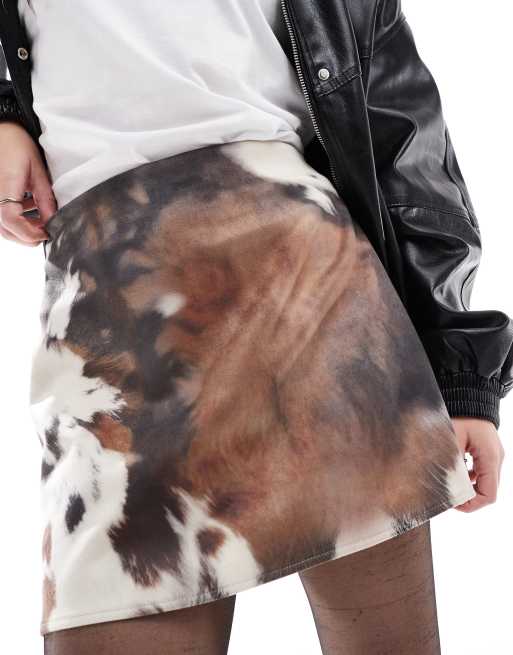 Cow print skirt asos hotsell