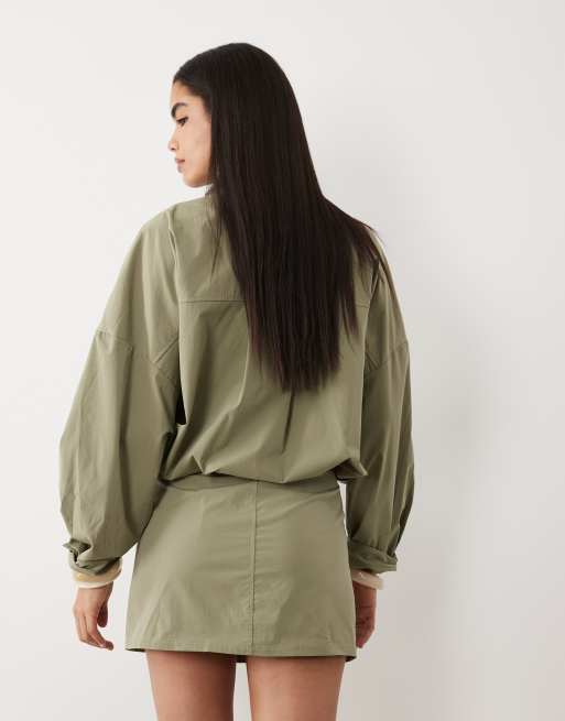 ASOS DESIGN mini skirt in khaki (part of a set), 2 of 5