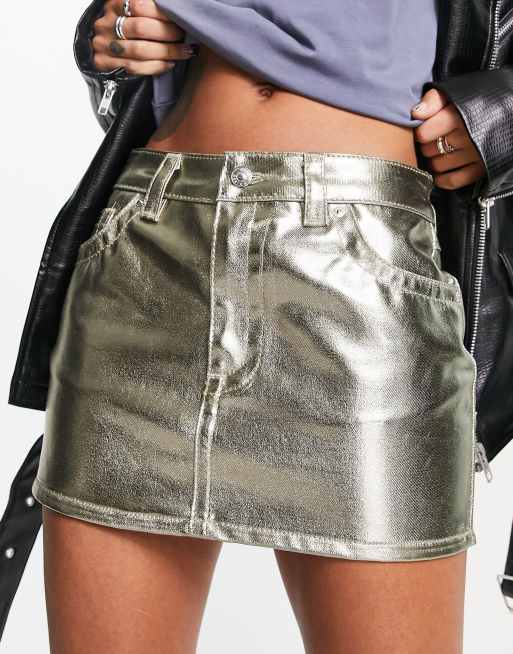 Gold skirts with pockets sale