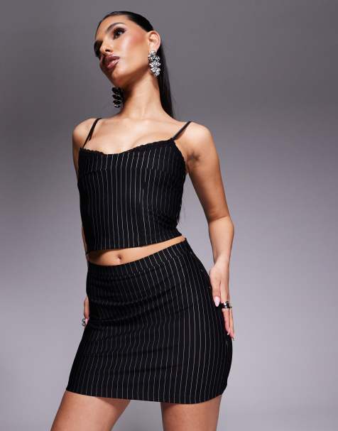 ASOS DESIGN mini skirt in pinstripe - part of a set - view 1