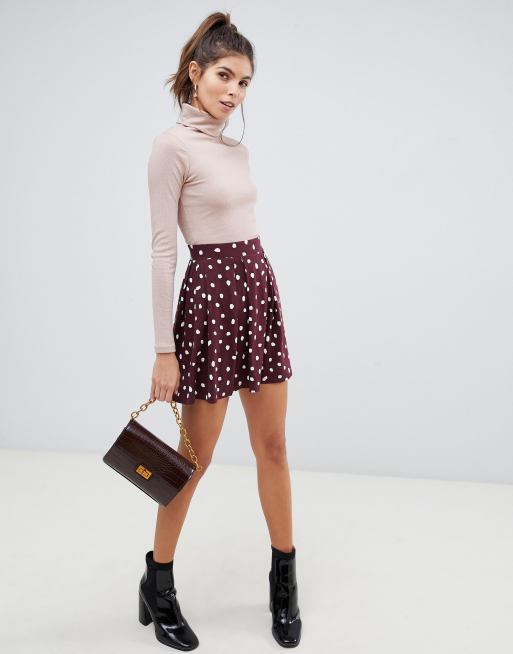 Maroon polka 2025 dot skirt