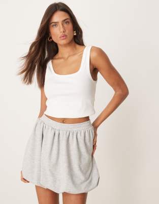 Asos Design Mini Skirt With Bubble Hem In Heather Gray