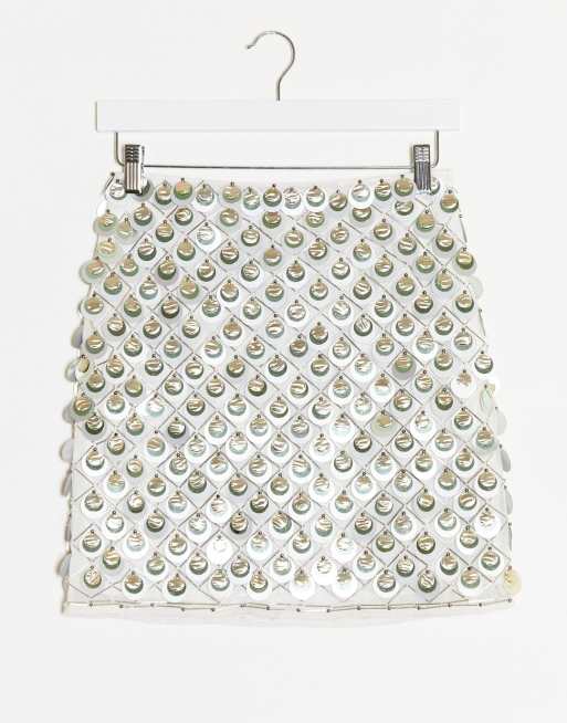 All Over Circle Disk Sequin Mini Skirt