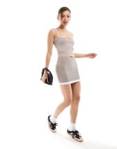 Simmi chain mail crop top and skirt set in silver