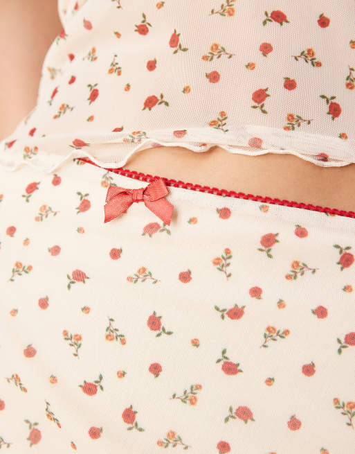 ASOS DESIGN mini skirt with lace trim in ditsy floral print, 2 of 5