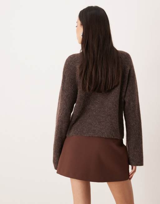 ASOS DESIGN mini skirt with pockets in chocolate, 4 of 5
