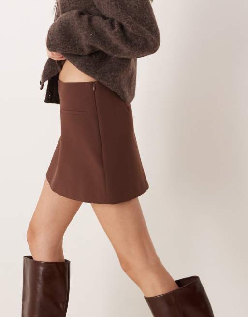 ASOS DESIGN mini skirt with pockets in chocolate, 5 of 5