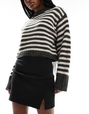 Asos Design Mini Skirt With Front Split In Black