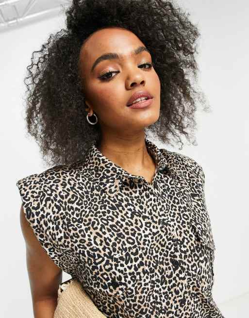 ASOS DESIGN - Mini-skjortekjole i leopardprint med lommer, 3 af 4