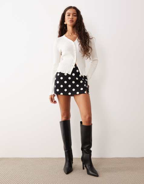 ASOS DESIGN - Mini-skort in zwart met witte stippen - view 1