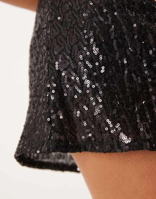ASOS DESIGN - Mini skort met lovertjes in zwart, 3 van 5