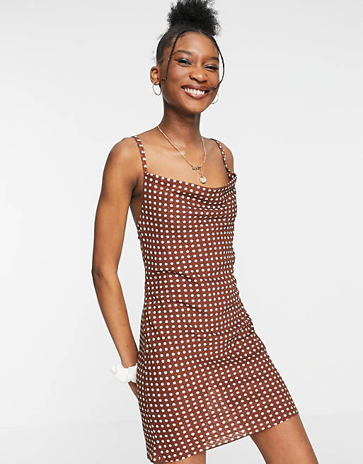Dresses mini slip dress in rust spot print 