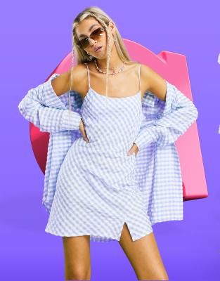 spaghetti strap gingham dress