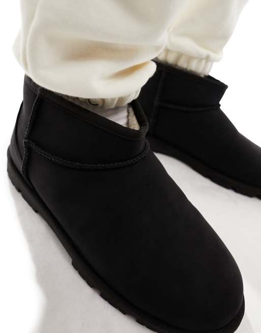 ASOS DESIGN mini slipper boots in black faux suede ASOS