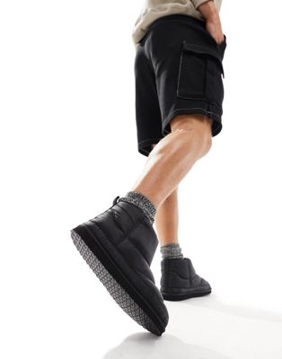 Asos Design Mini Slipper Puffer Boots In Black