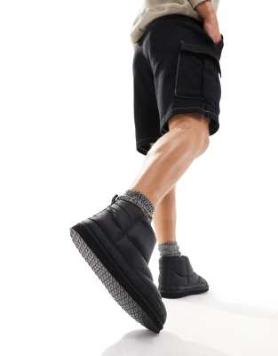 ASOS DESIGN mini slipper puffer boots in black