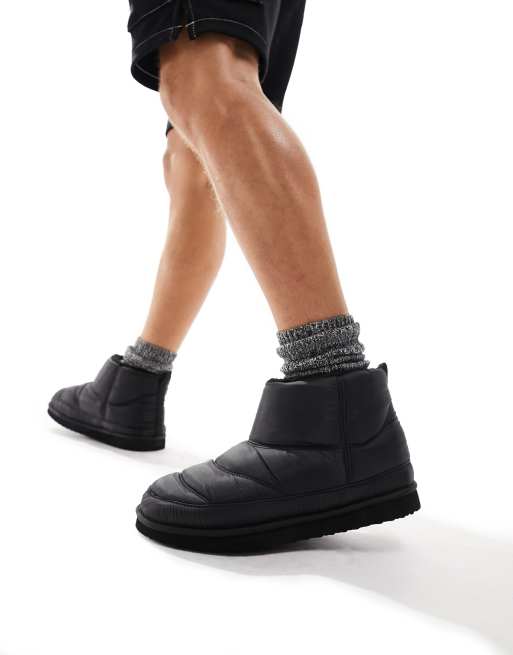 ASOS DESIGN mini slipper puffer boots in black ASOS