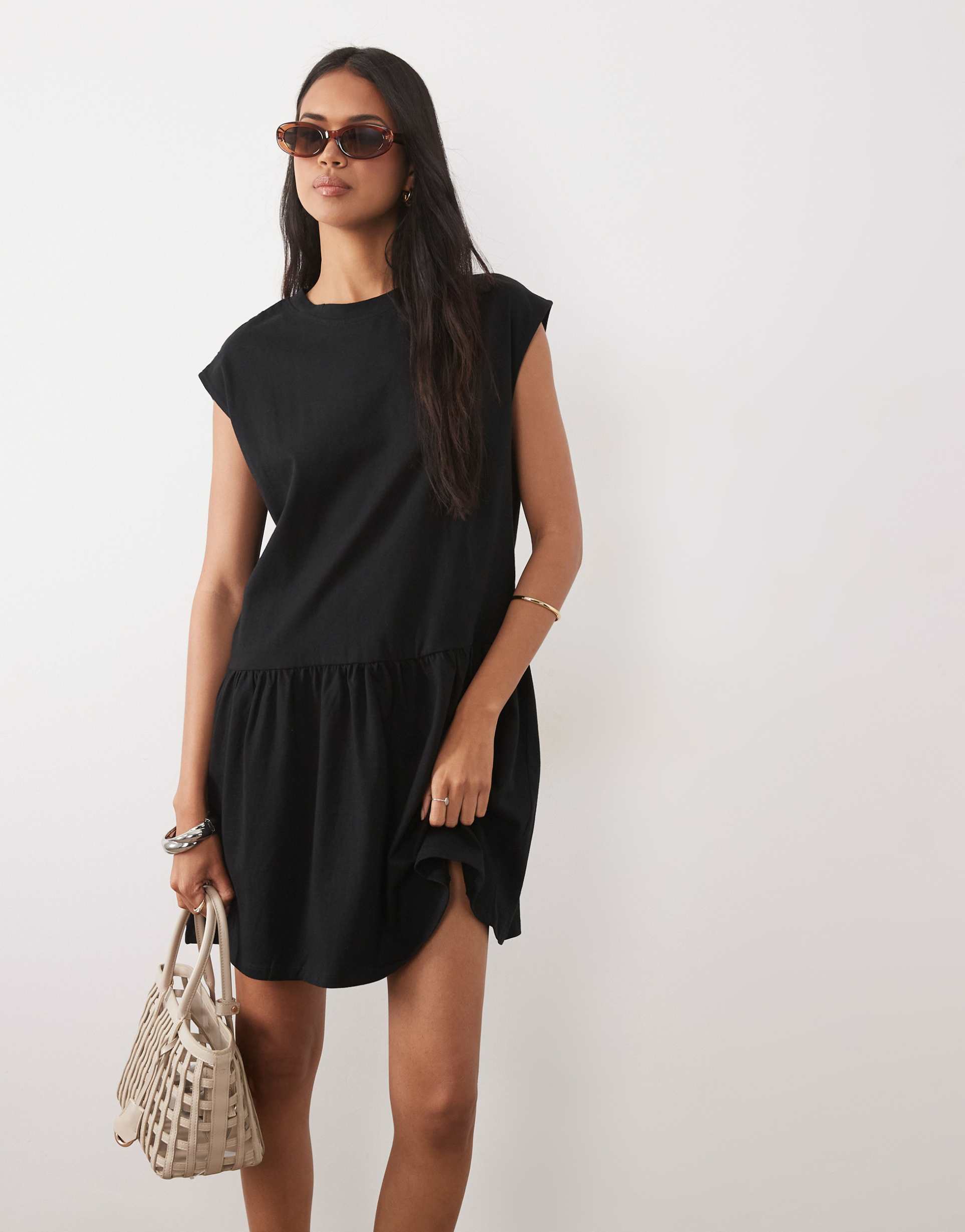 asos design mini smock dress in black