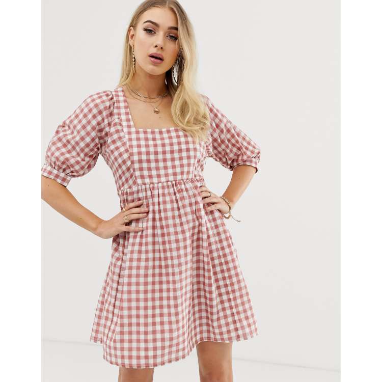 Asos red gingham dress sale