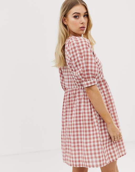 Asos pink hot sale gingham dress