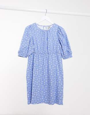 blue ditsy floral dress