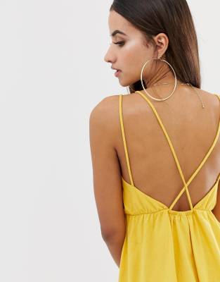 asos design mini smock sundress with pep hem