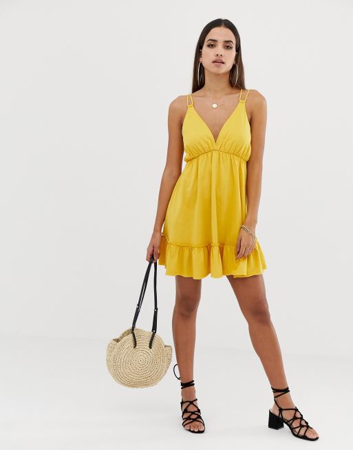 Asos design mini smock hot sale sundress with pep hem