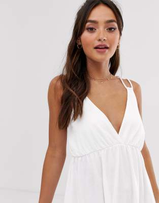 asos design mini smock sundress with pep hem