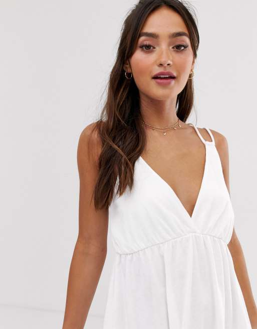 Asos design mini smock sales sundress with pep hem