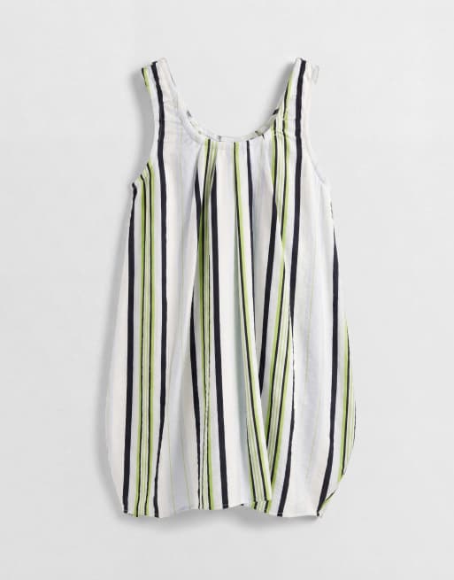ASOS DESIGN – Mini-Sommerkleid aus Funktionsmaterial mit gerafftem Ausschnitt und blauen Streifen, 6 von 8