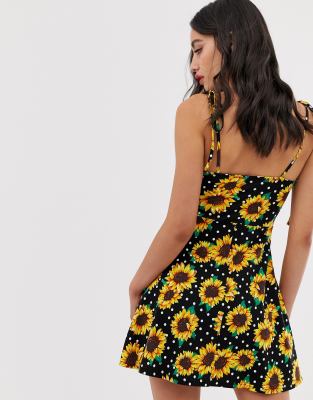 asos yellow polka dot dress