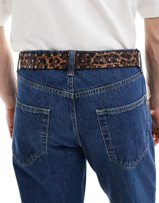 ASOS DESIGN mini star belt in leopard print | ASOS