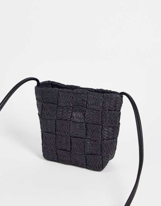 Small black straw on sale bag