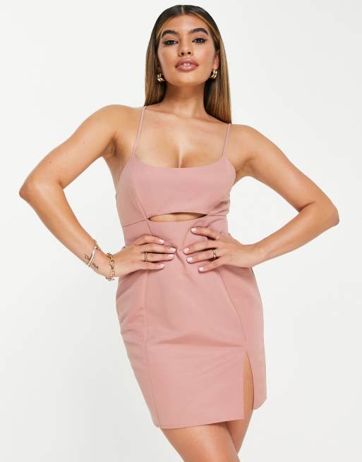 ASOS DESIGN mini structured dress with under bust cut out detail