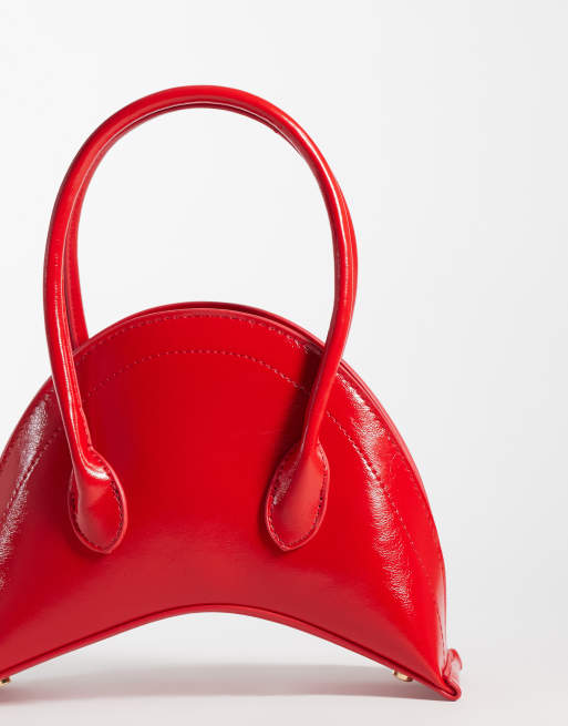 ASOS DESIGN mini struktureret croissant-clutch i rød, 4 af 4