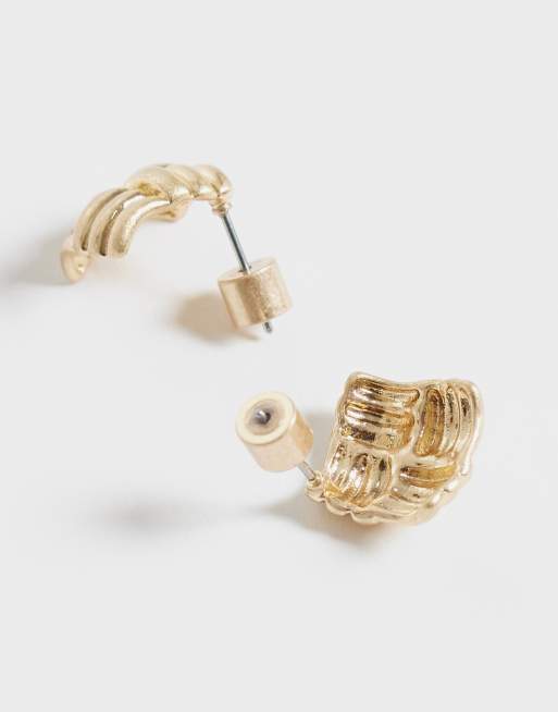 ASOS DESIGN mini stud earrings with weave design in gold tone, 4 of 4