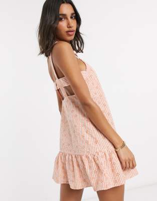asos design mini smock sundress with pep hem