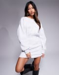 [ASOS DESIGN] ASOS DESIGN mini sweat dress with step hem in grey S GREY