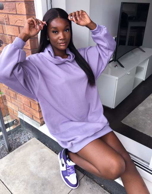 ASOS DESIGN mini sweatshirt hoodie dress in purple