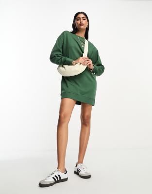 ASOS DESIGN - Mini-Sweatshirtkleid mit Oversize-Schnitt in Khaki-Bunt