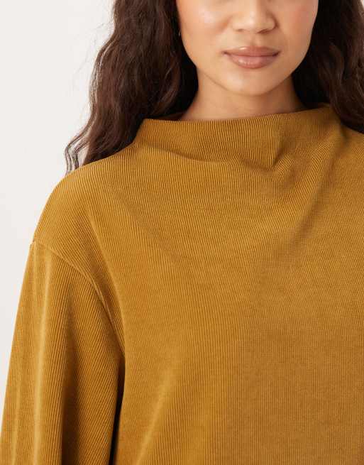 ASOS DESIGN - Mini swing-jurk van corduroy met wijde mouwen in mosterdgeel, 3 van 4