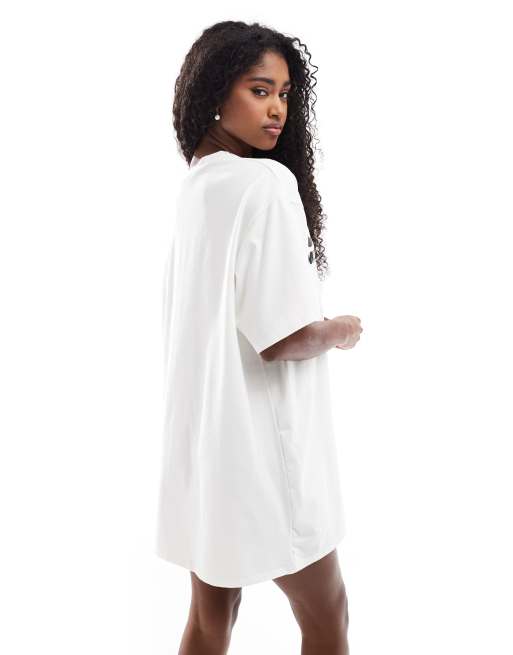 ASOS DESIGN - Mini T-shirtjurk met grafische papayaprint in wit, 4 van 4