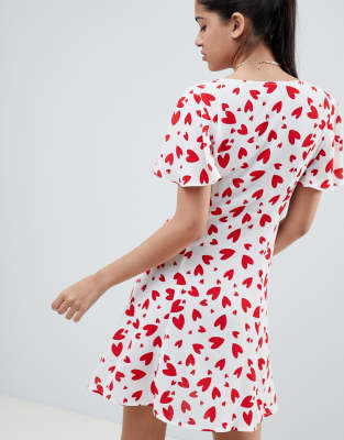 heart print tea dress
