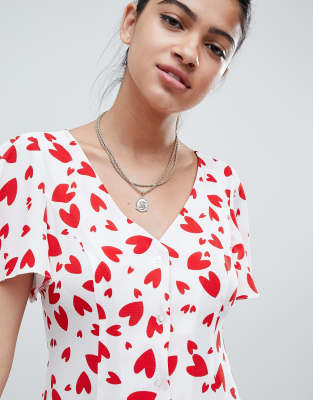 heart print tea dress