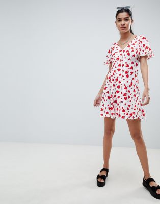 heart print tea dress