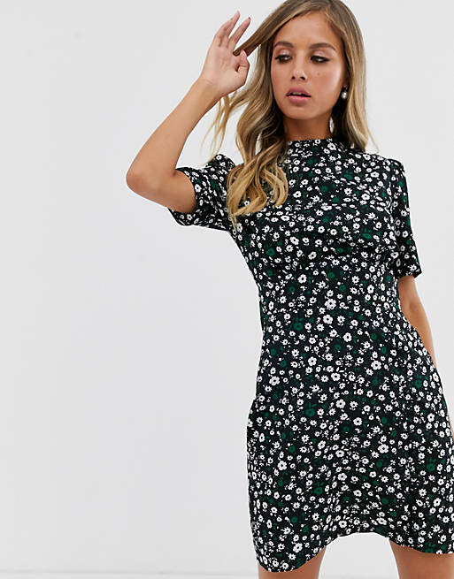 ASOS DESIGN mini tea dress with buttons in floral print | ASOS