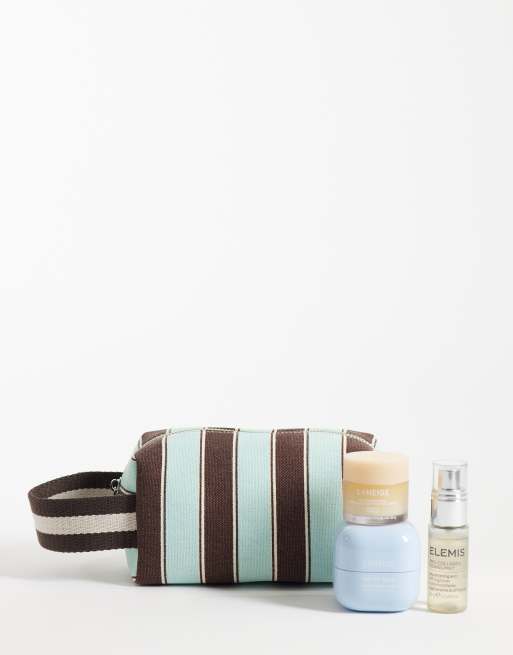ASOS DESIGN - Mini toilettas met strepen in blauw en bruin, 2 van 4