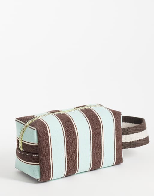 ASOS DESIGN - Mini toilettas met strepen in blauw en bruin, 4 van 4