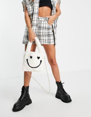fluffy smiley face bag
