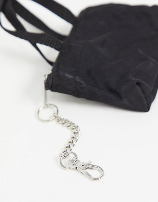 ASOS DESIGN mini tote bag keychain in black